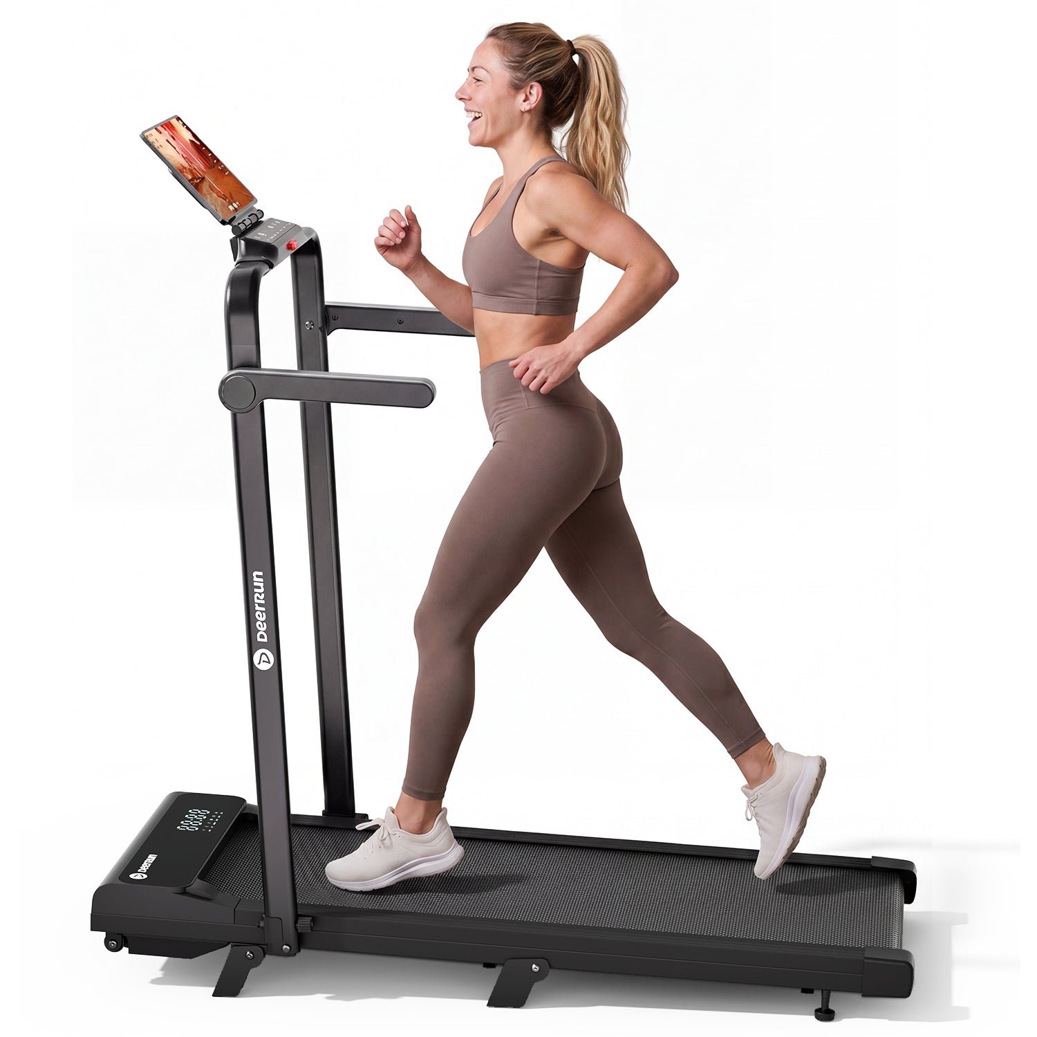 Close-up of DeerRun treadmill belt and control display