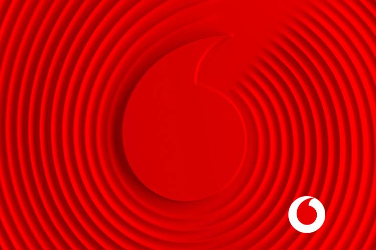 Vodafone mobile connectivity campaign with distinctive red branding